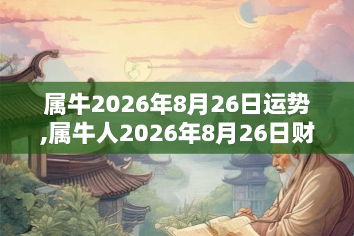 属牛2026年8月26日运势,属牛人2026年8月26日财运,生肖牛2026年8月26日运势