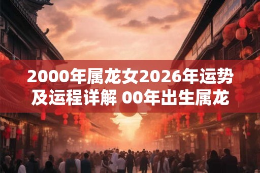 2000年属龙女2026年运势及运程详解 00年出生属龙人2026全年每月运势女性