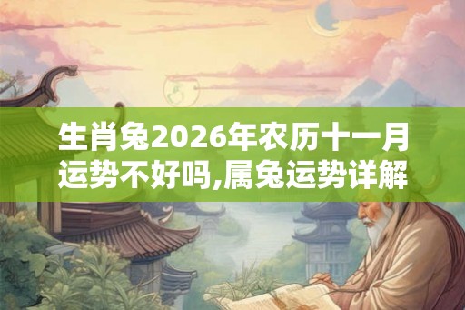 生肖兔2026年农历十一月运势不好吗,属兔运势详解