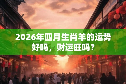 2026年四月生肖羊的运势好吗，财运旺吗？