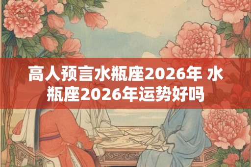 高人预言水瓶座2026年 水瓶座2026年运势好吗