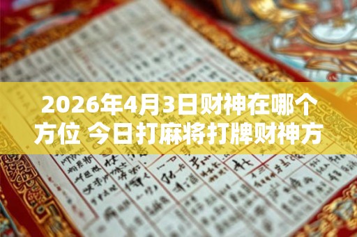 2026年4月3日财神在哪个方位 今日打麻将打牌财神方位