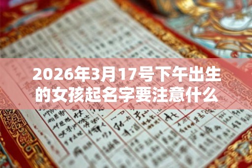 2026年3月17号下午出生的女孩起名字要注意什么