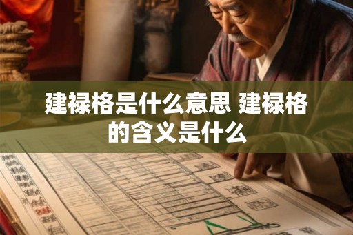 建禄格是什么意思 建禄格的含义是什么