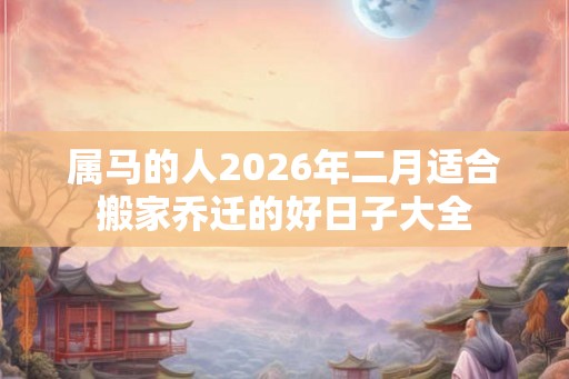 属马的人2026年二月适合搬家乔迁的好日子大全