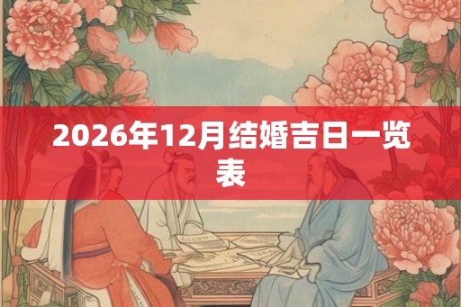 2026年12月结婚吉日一览表