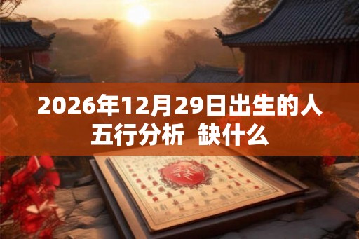 2026年12月29日出生的人五行分析  缺什么