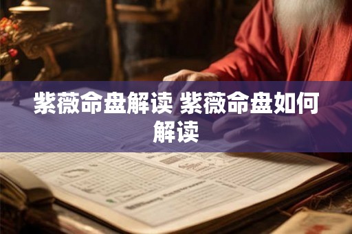 紫薇命盘解读 紫薇命盘如何解读