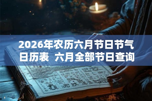 2026年农历六月节日节气日历表  六月全部节日查询