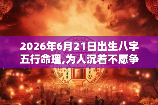 2026年6月21日出生八字五行命理,为人沉着不愿争执
