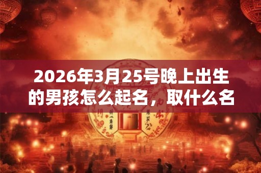 2026年3月25号晚上出生的男孩怎么起名，取什么名字吉祥？