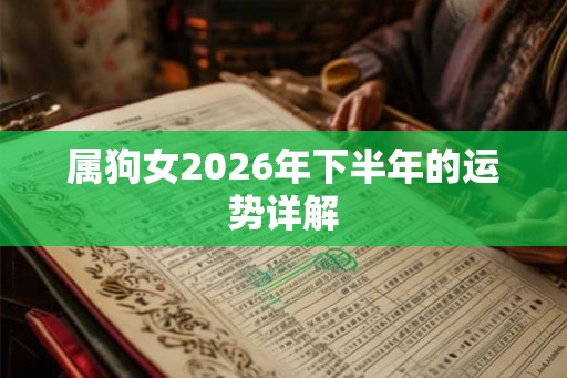 属狗女2026年下半年的运势详解