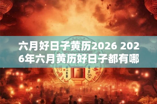 六月好日子黄历2026 2026年六月黄历好日子都有哪些