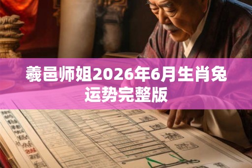 羲邑师姐2026年6月生肖兔运势完整版