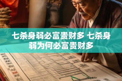 七杀身弱必富贵财多 七杀身弱为何必富贵财多