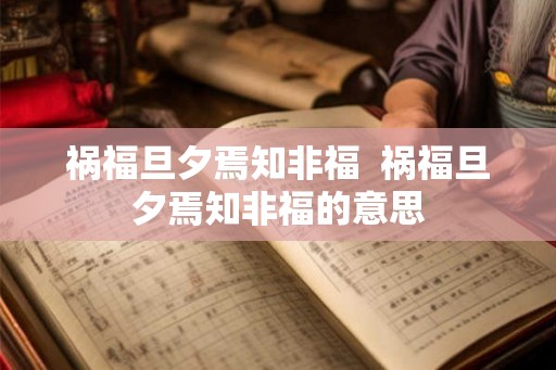 祸福旦夕焉知非福  祸福旦夕焉知非福的意思