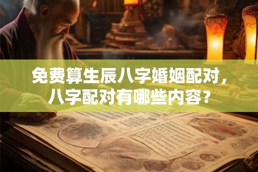 免费算生辰八字婚姻配对，八字配对有哪些内容？