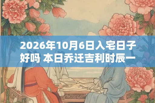 2026年10月6日入宅日子好吗 本日乔迁吉利时辰一览