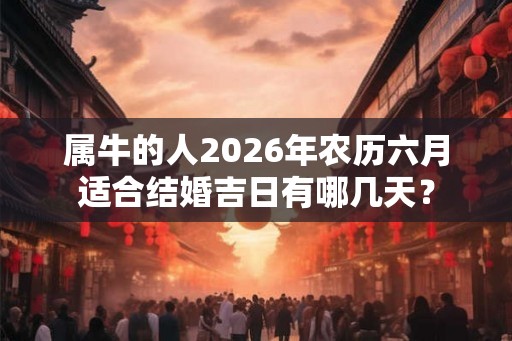 属牛的人2026年农历六月适合结婚吉日有哪几天？