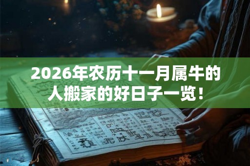 2026年农历十一月属牛的人搬家的好日子一览！