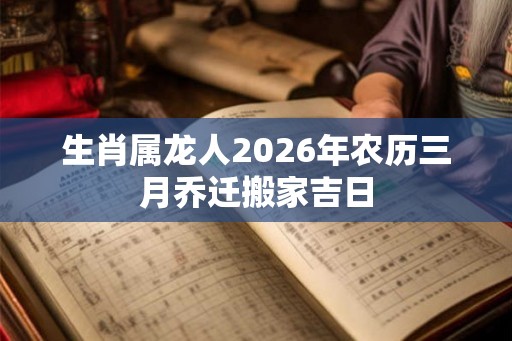 生肖属龙人2026年农历三月乔迁搬家吉日