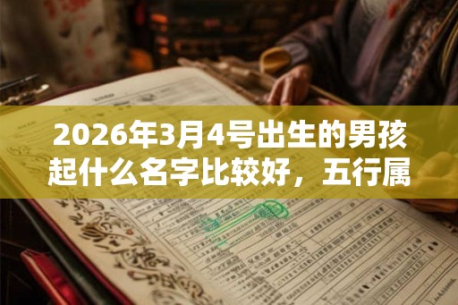 2026年3月4号出生的男孩起什么名字比较好，五行属什么