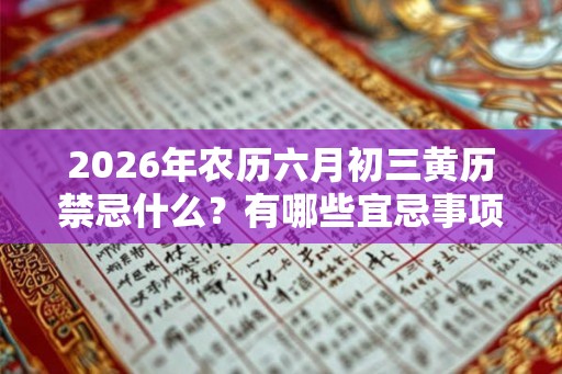 2026年农历六月初三黄历禁忌什么?有哪些宜忌事项? 2026年农历六月初三黄历禁忌什么?有哪些宜忌事项?