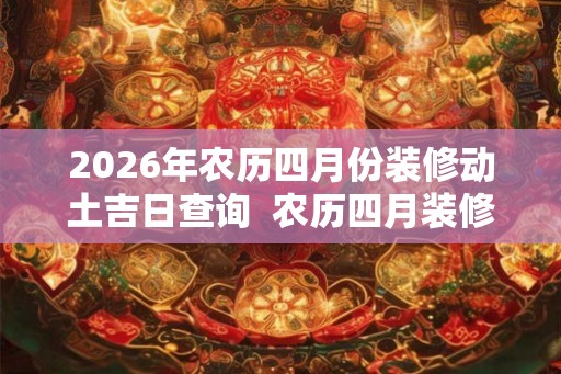 2026年农历四月份装修动土吉日查询  农历四月装修动土一览表