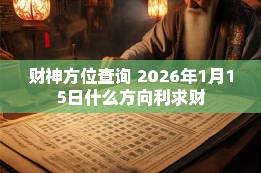 财神方位查询 2026年1月15日什么方向利求财