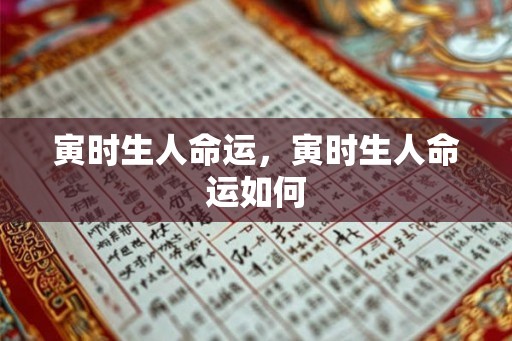 寅时生人命运，寅时生人命运如何