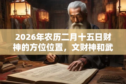 2026年农历二月十五日财神的方位位置，文财神和武财神的区别？