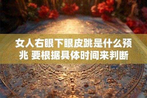 女人右眼下眼皮跳是什么预兆 要根据具体时间来判断 女人右眼下眼皮跳是什么预兆 要根据具体时间来判断