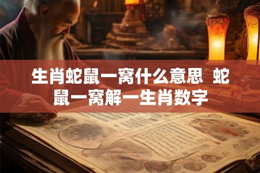生肖蛇鼠一窝什么意思  蛇鼠一窝解一生肖数字
