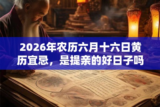 2026年农历六月十六日黄历宜忌，是提亲的好日子吗？