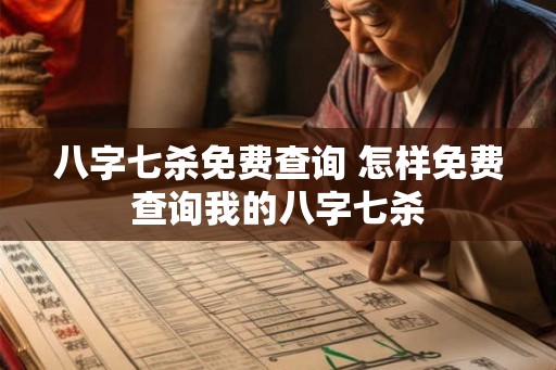 八字七杀免费查询 怎样免费查询我的八字七杀