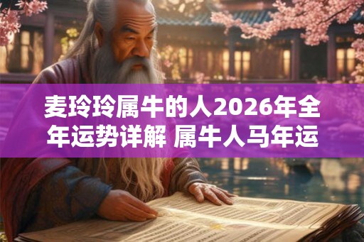 麦玲玲属牛的人2026年全年运势详解 属牛人马年运程及每月运势