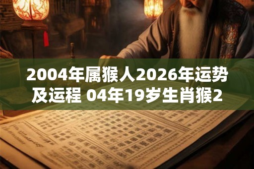 2004年属猴人2026年运势及运程 04年19岁生肖猴2026年每月运势