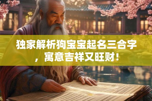 独家解析狗宝宝起名三合字，寓意吉祥又旺财！