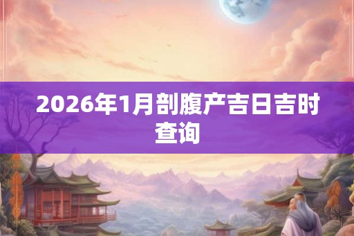 2026年1月剖腹产吉日吉时查询