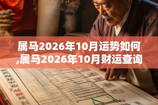 属马2026年10月运势如何,属马2026年10月财运查询