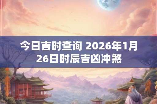 今日吉时查询 2026年1月26日时辰吉凶冲煞