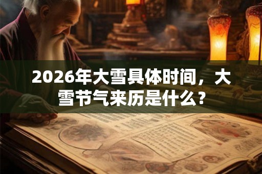 2026年大雪具体时间，大雪节气来历是什么？