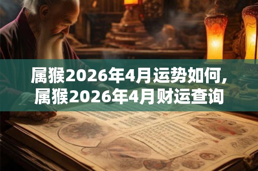 属猴2026年4月运势如何,属猴2026年4月财运查询