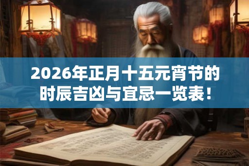 2026年正月十五元宵节的时辰吉凶与宜忌一览表！