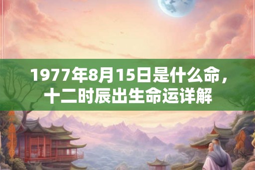 1977年8月15日是什么命，十二时辰出生命运详解