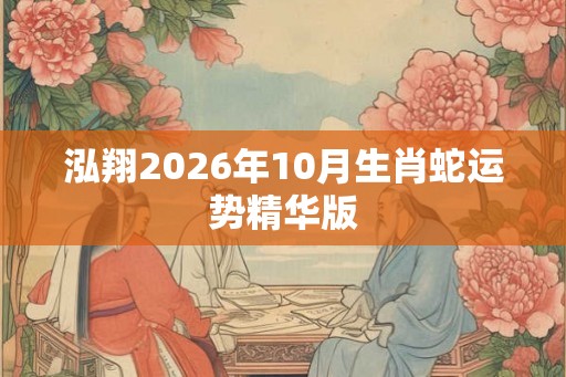 泓翔2026年10月生肖蛇运势精华版
