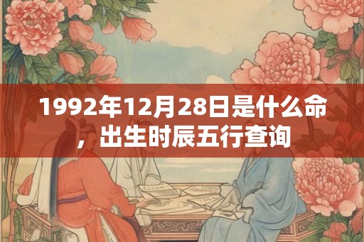 1992年12月28日是什么命,出生时辰五行查询 1992年12月28日是什么命,出生时辰五行查询