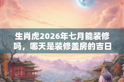 生肖虎2026年七月能装修吗，哪天是装修盖房的吉日？