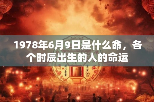 1978年6月9日是什么命，各个时辰出生的人的命运