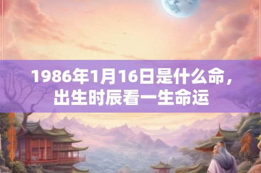 1986年1月16日是什么命，出生时辰看一生命运